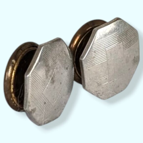 Vintage SINGLE Hexagonal Kum-A-Part Snap Cufflink - Picture 2 of 7